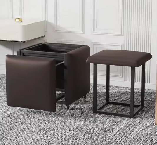 Folding Cube Stool 5-in-1 | Coffee Table, Dining & Makeup Chair