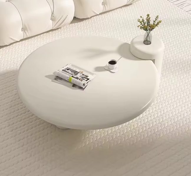 Modern Round Coffee Table | Nordic Luxury White Minimalist Living Room Table