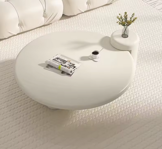 Modern Round Coffee Table | Nordic Luxury White Minimalist Living Room Table
