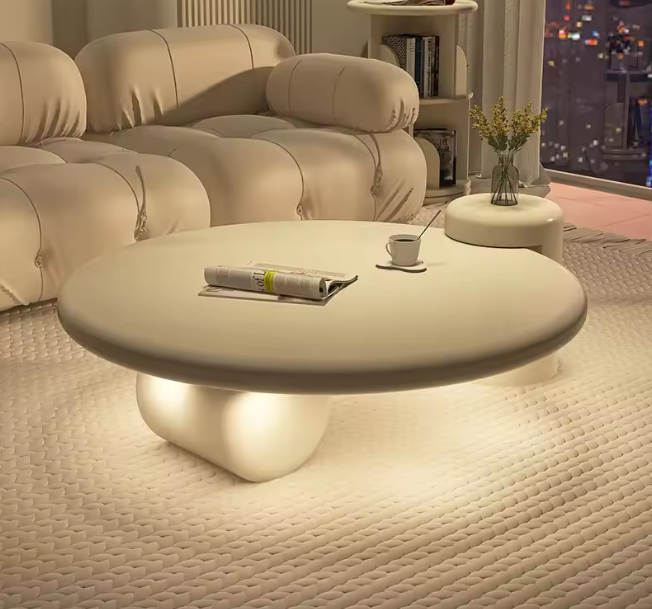 Modern Round Coffee Table | Nordic Luxury White Minimalist Living Room Table