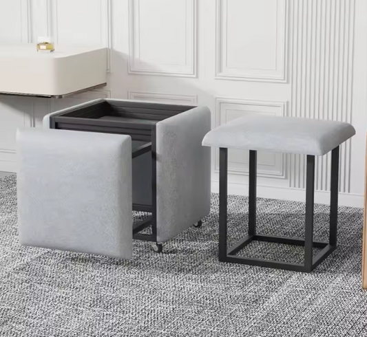 Folding Cube Stool 5-in-1 | Coffee Table, Dining & Makeup Chair